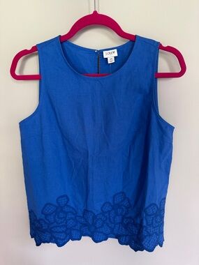 J. Crew Cobalt Blue Sleeveless Top with Crochet Hem